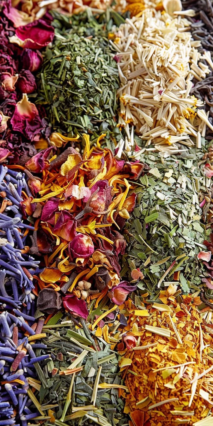 Dried herbs and flowers for infusions