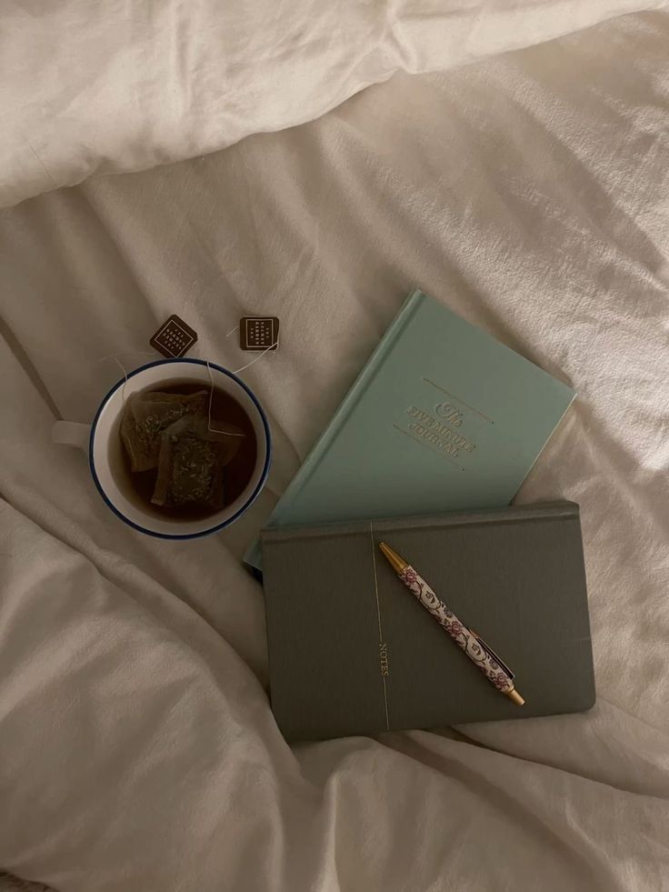 A gratitude journal and morning tea